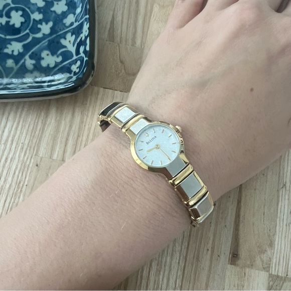 Bulova Ladies Watch Two-Tone Bracelet White Sparkly Dial Gold-Tone Hands Markers main image 11